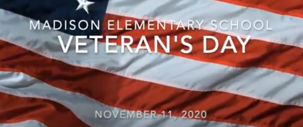 Madison Elementary School Veteran's Day November 11, 2020 poster with flag